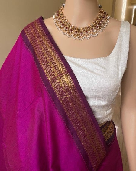 RANI PINK TRADITIONAL COTTON SILK SAREE