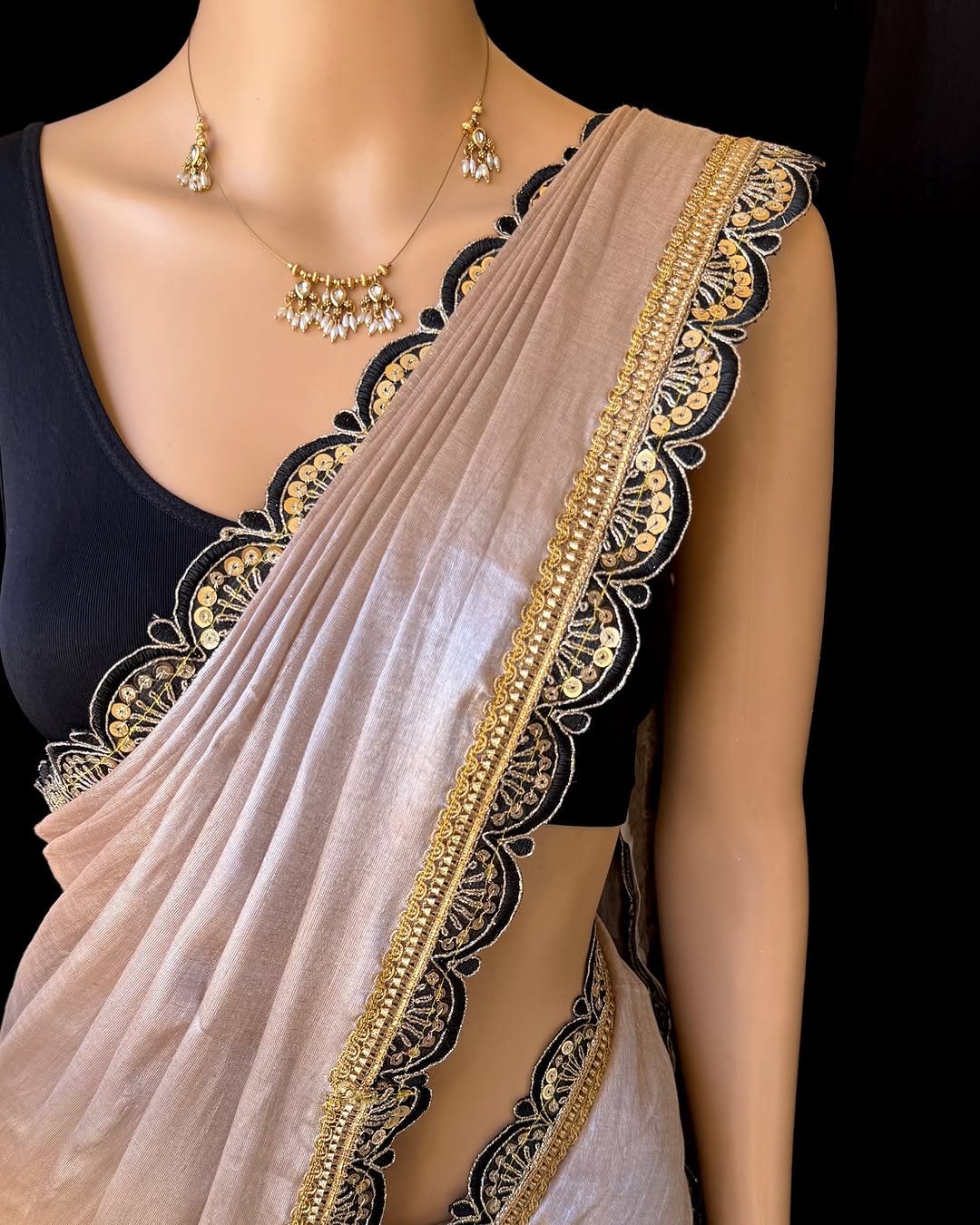 IVORY METTALIC TISSUE SAREE