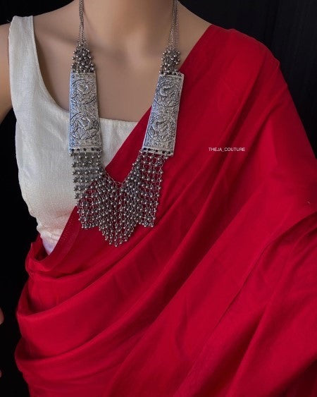 RED MALAI SILK SAREE