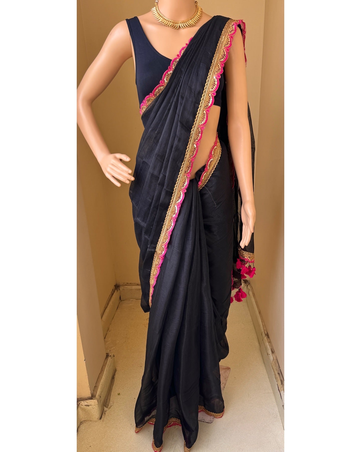 BLACK METTALIC TISSUE SAREE