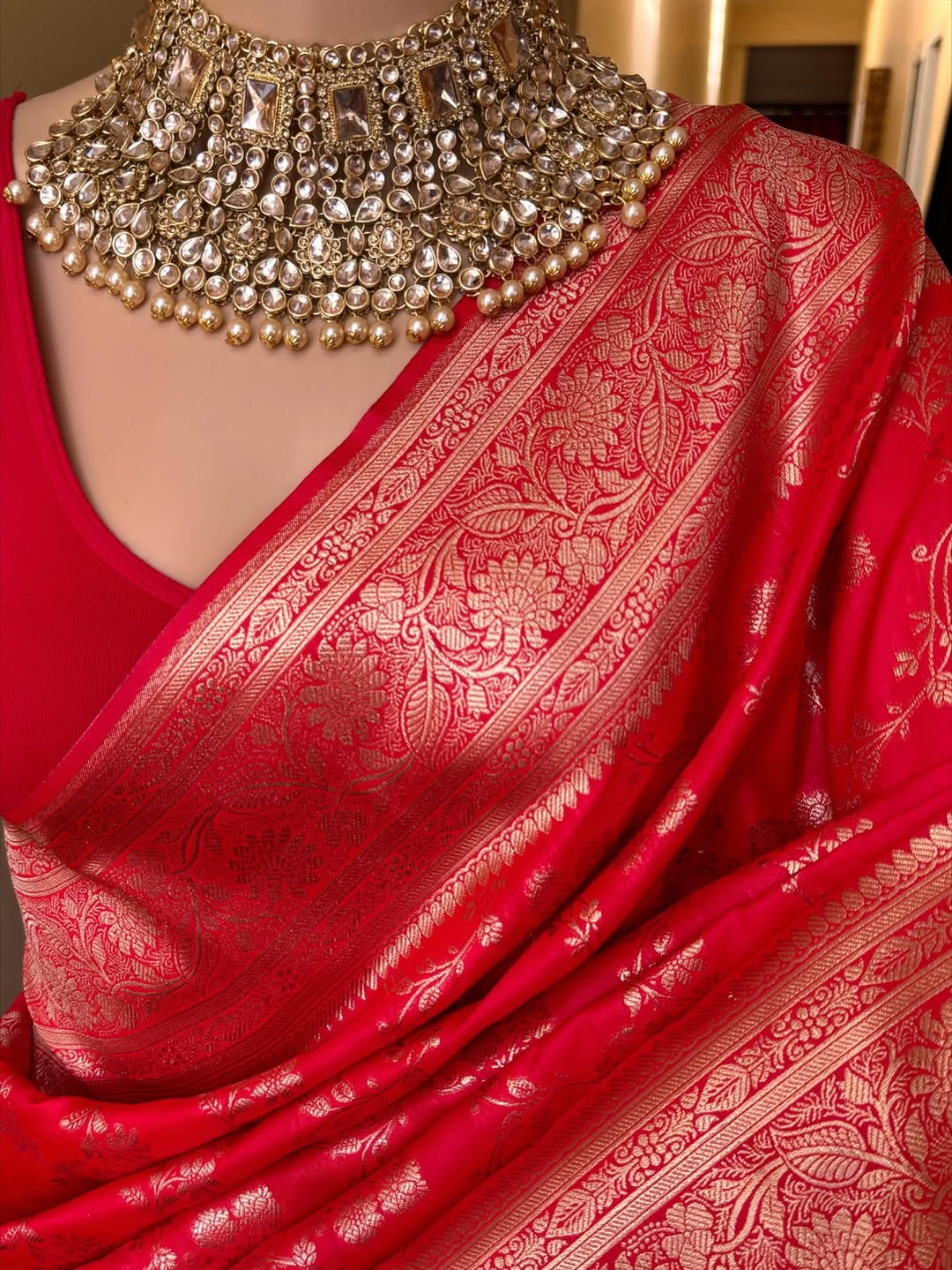 CHILLI RED BANARASI ART SILK SAREE
