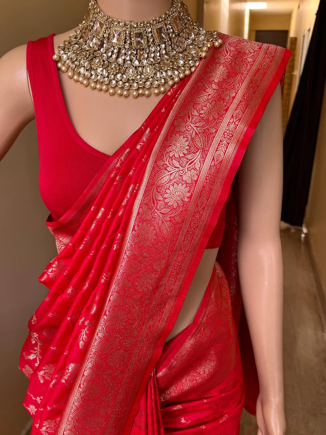 CHILLI RED BANARASI ART SILK SAREE