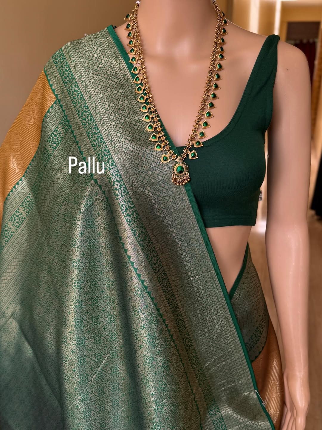 MUSTARD ART SILK SAREE WITH CONTRAST BOTTLE GREEN ZARI BORDER