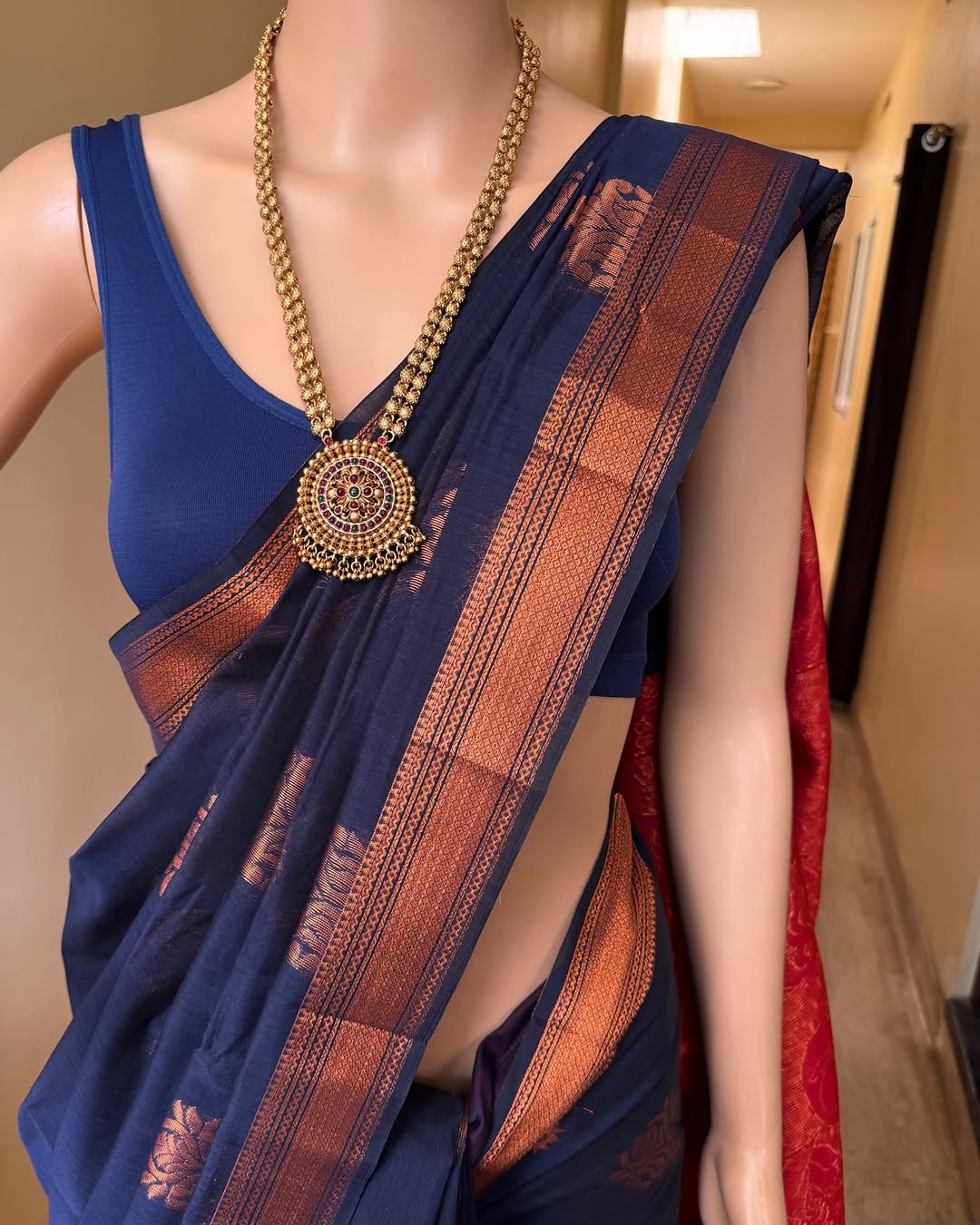 NAVY BLUE SILK COTTON SAREE