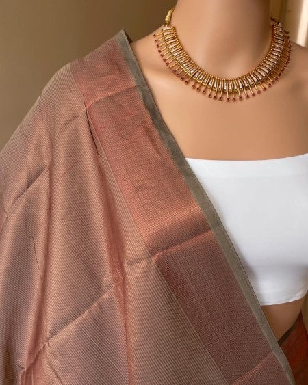 BEIGE ART SILK BROCADE SAREE