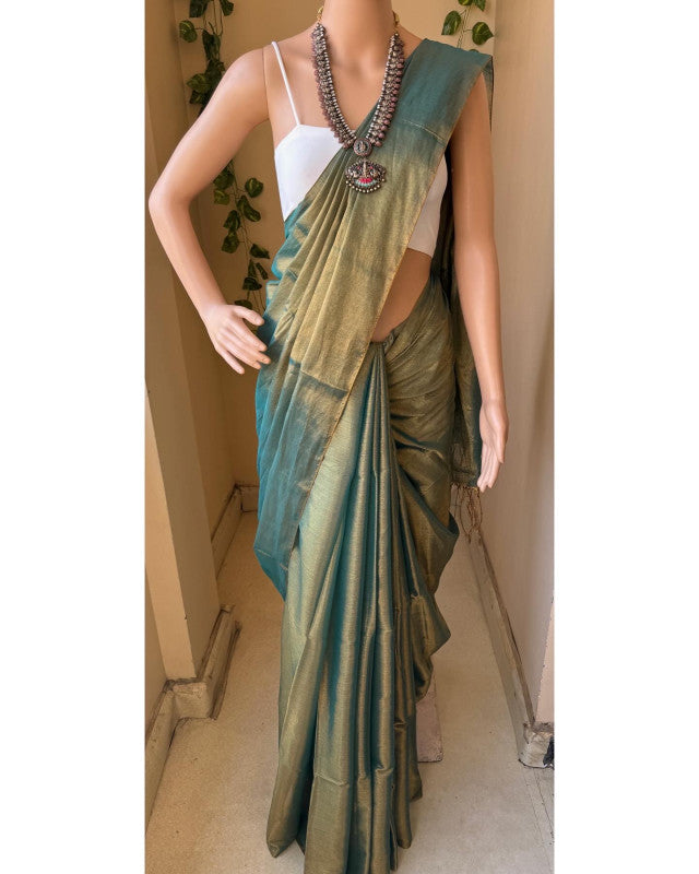 PASTEL GREEN TISSUE COTTON SAREE
