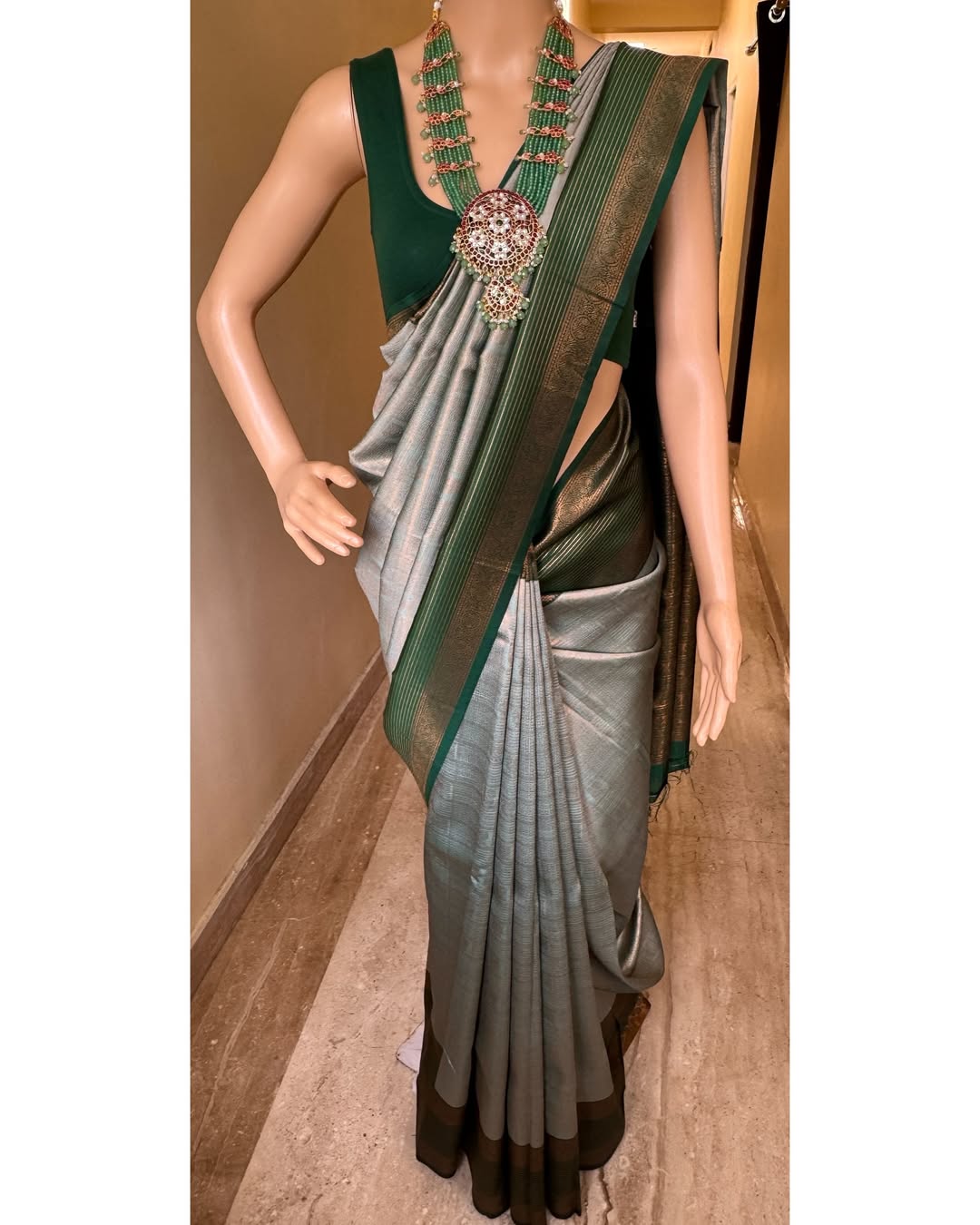 PASTEL GREEN KATTAM ART SILK SAREE