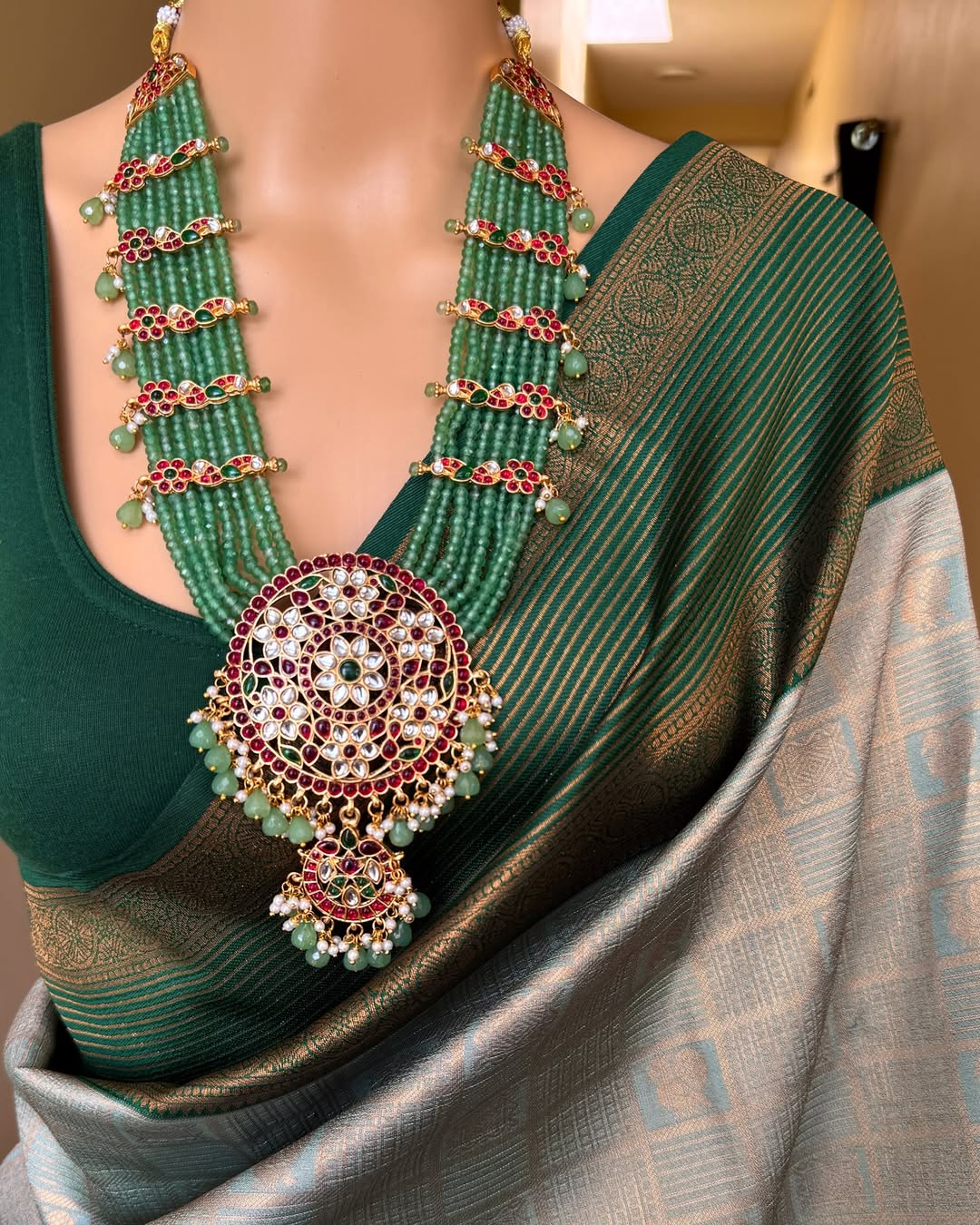 PASTEL GREEN KATTAM ART SILK SAREE