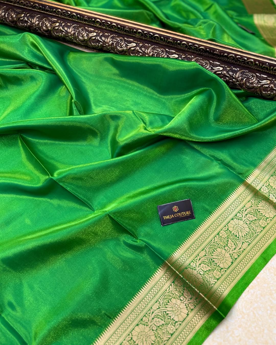 PEACOCK BLUE DUAL TONE BANARASI SATIN SILK SAREE