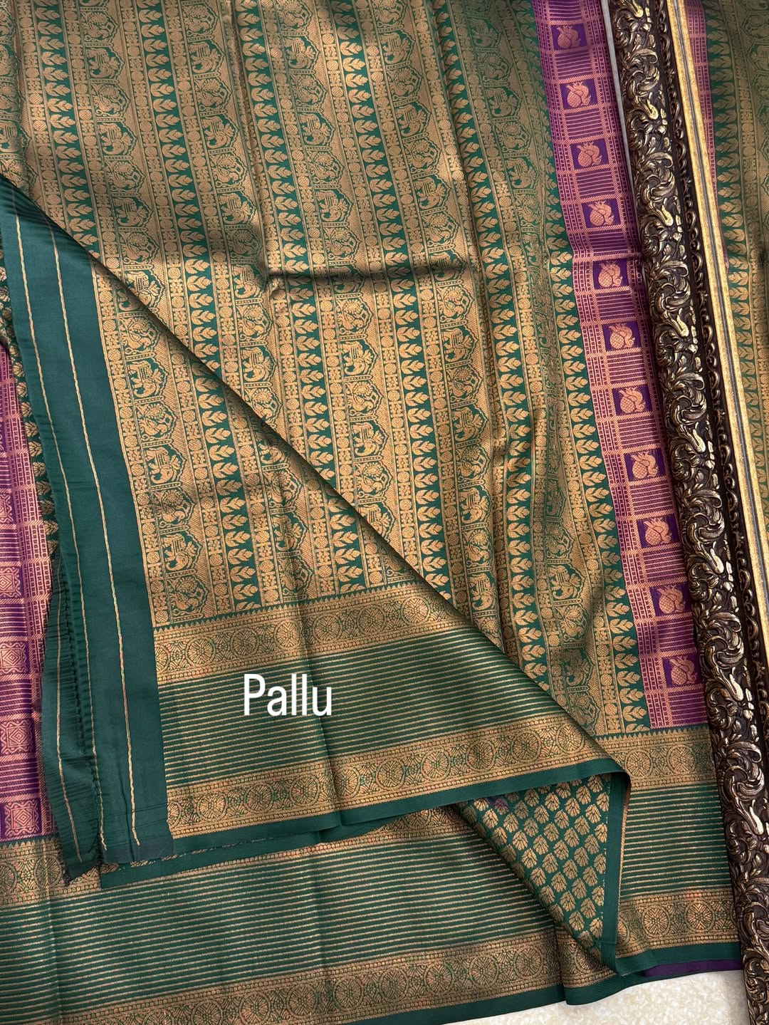 PURPLE ART SILK SAREE WITH BOTTLE GREEN BORDER