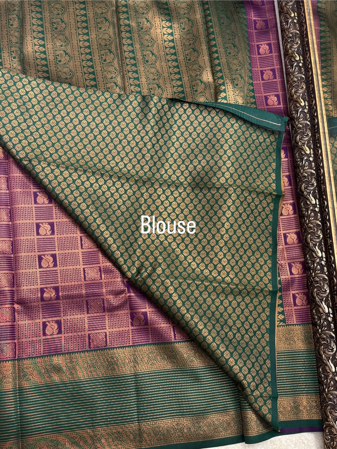 PURPLE ART SILK SAREE WITH BOTTLE GREEN BORDER