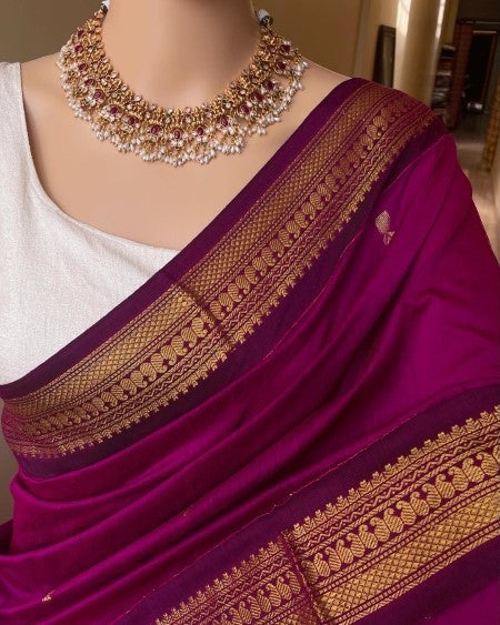 RANI PINK TRADITIONAL COTTON SILK SAREE