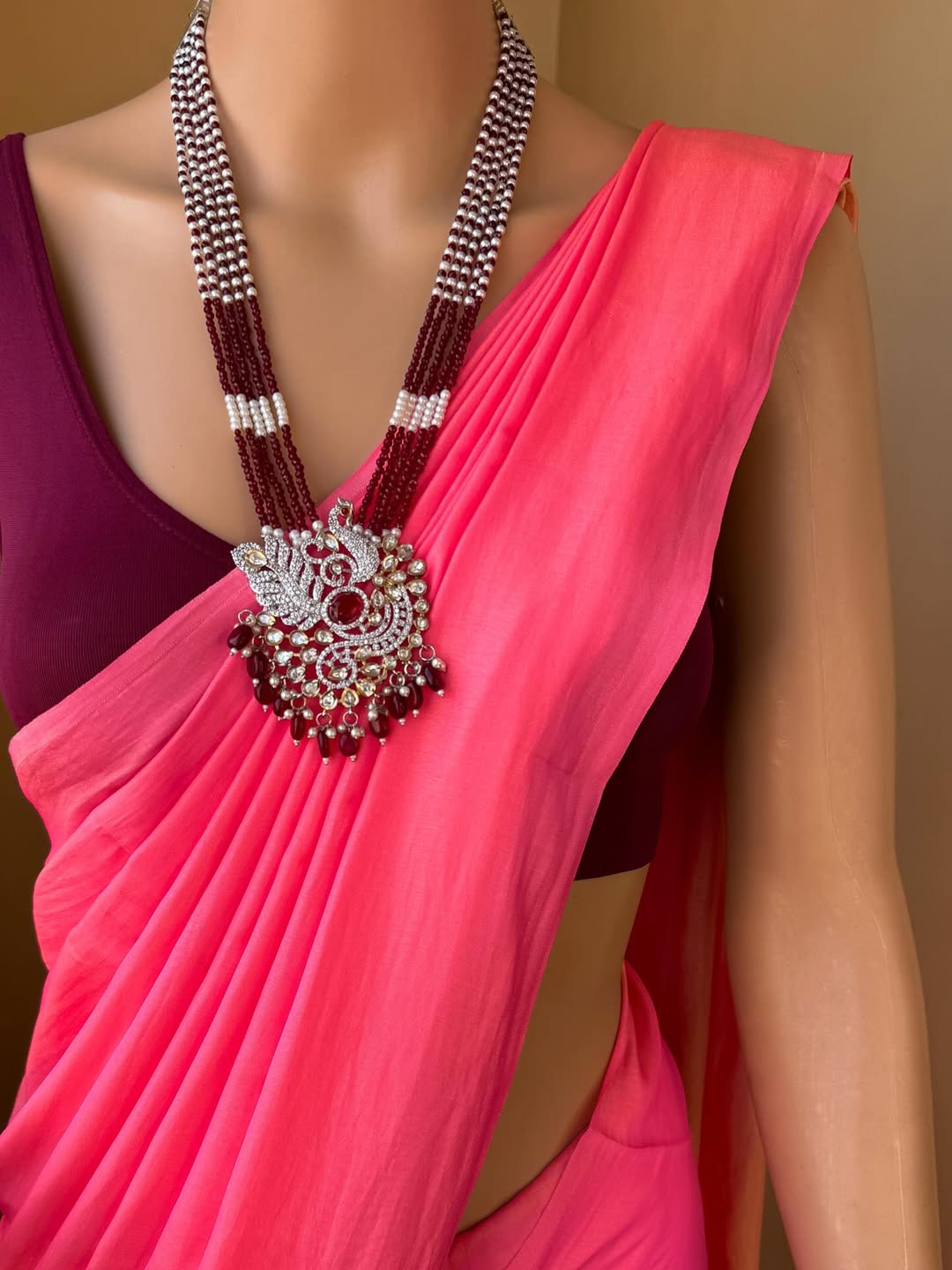 LOUTUS PINK DUAL TONE MALAI SILK PLAIN SAREE