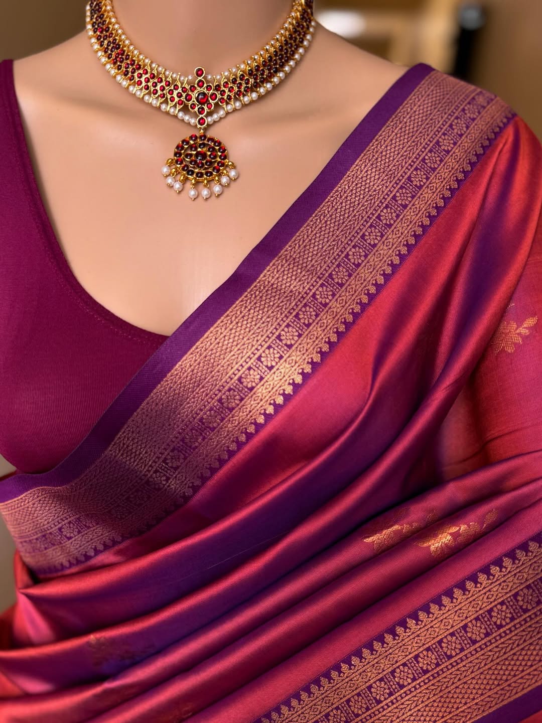PURPLE DUAL TONE SOFT ART SILK SAREE
