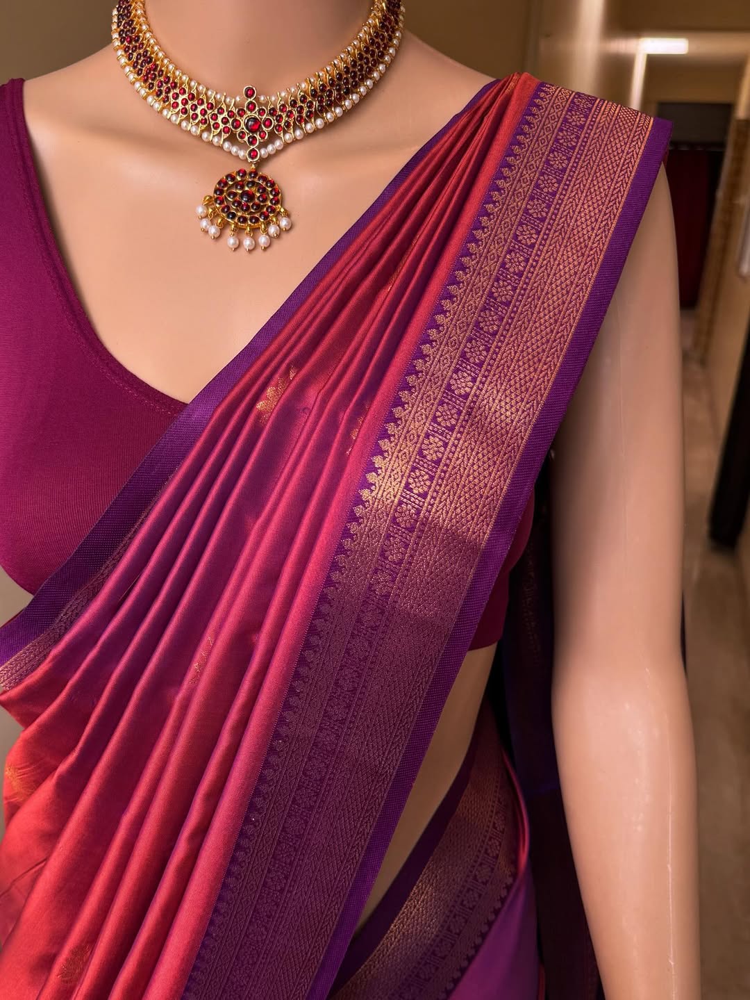 PURPLE DUAL TONE SOFT ART SILK SAREE