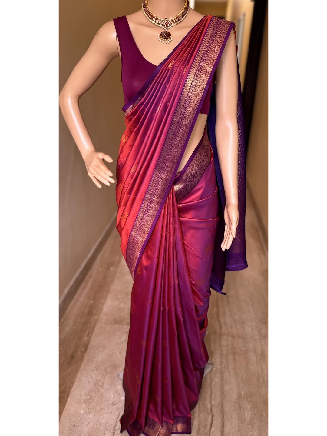 PURPLE DUAL TONE SOFT ART SILK SAREE