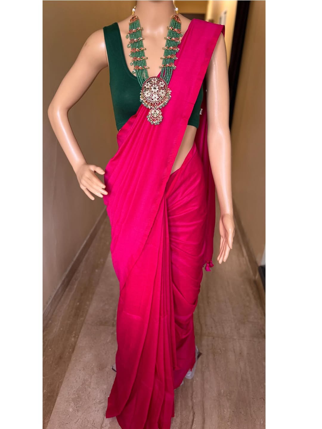 RANI PINK PLAIN KHADI COTTON SAREE
