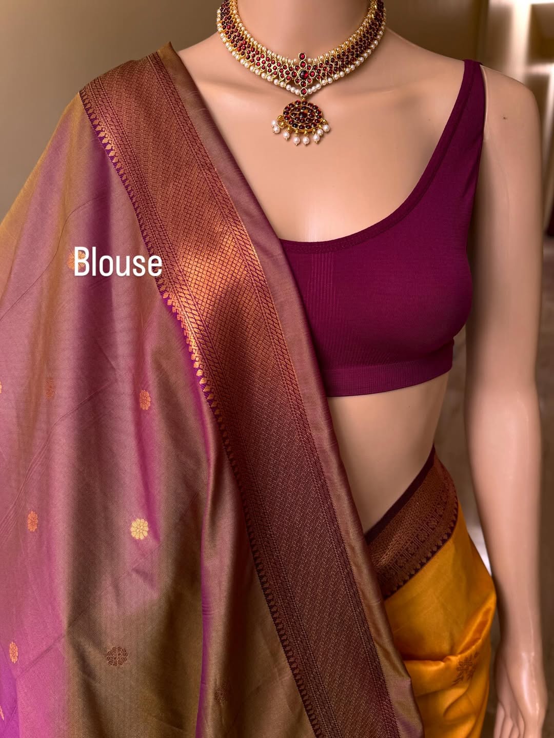 MANGO YELLOW DUAL TONE SOFT ART SILK SAREE