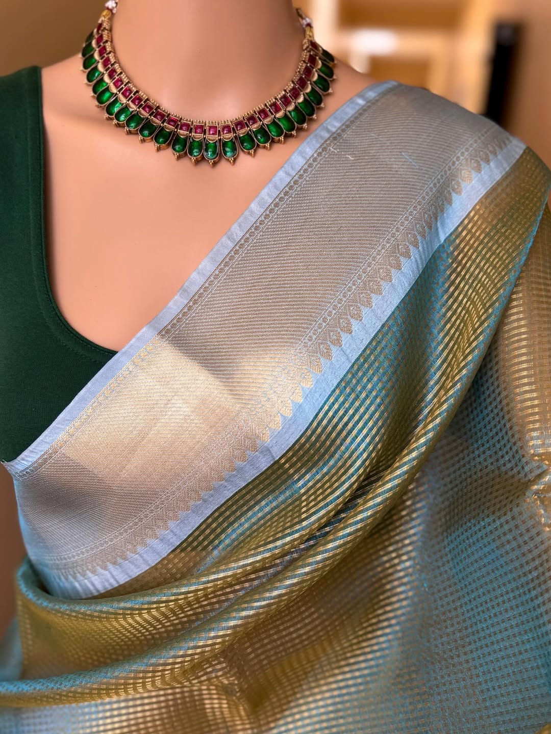 PASTEL GREEN DUAL SHADE TISSUE SAREE