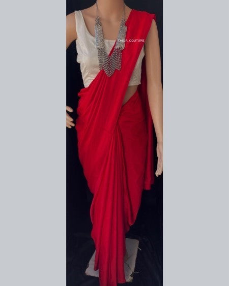 RED MALAI SILK SAREE