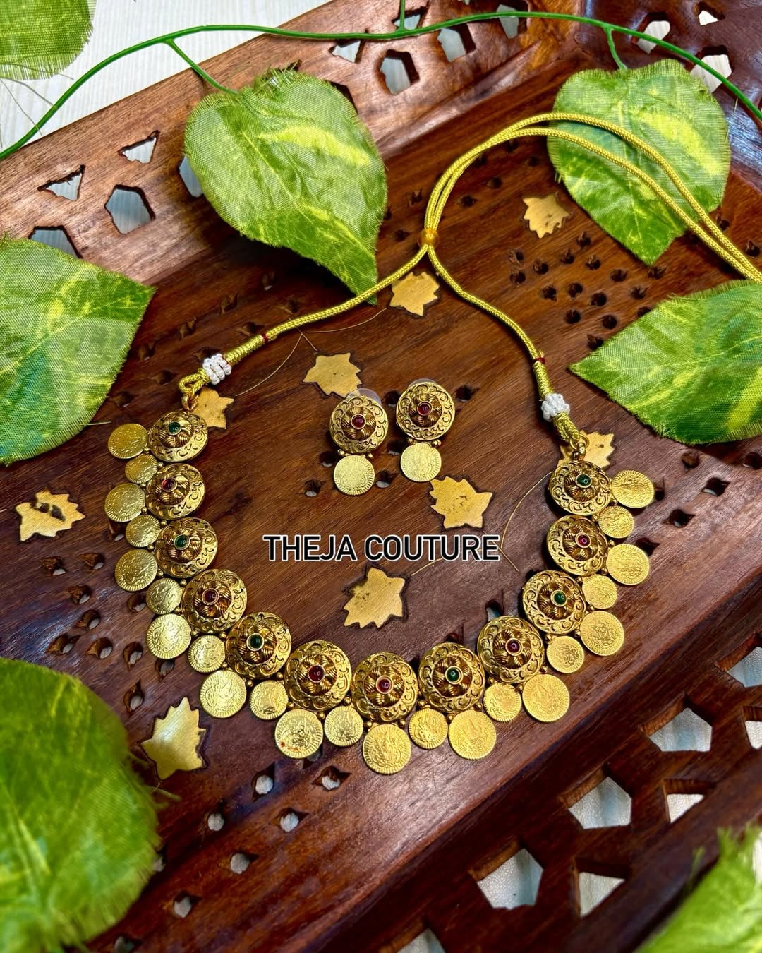 Fancy lakshmi coin necklace
