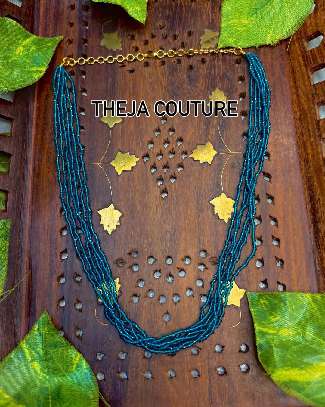 Teal blue 6 layer crystal chain