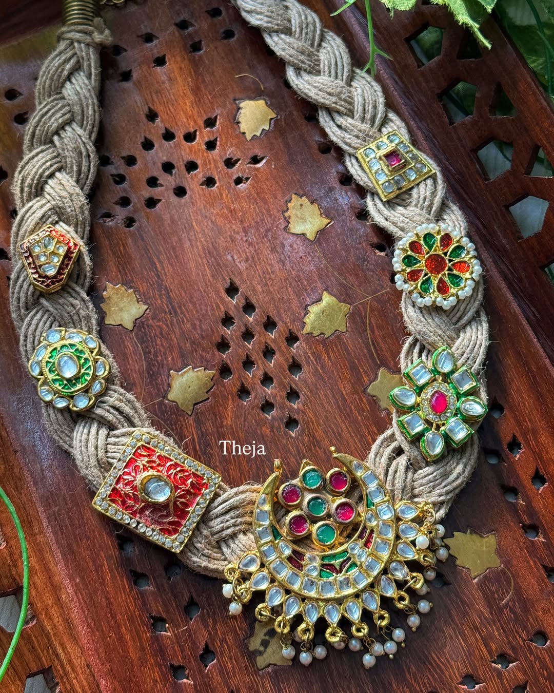 Jute braid neck piece with beautiful antique dollar