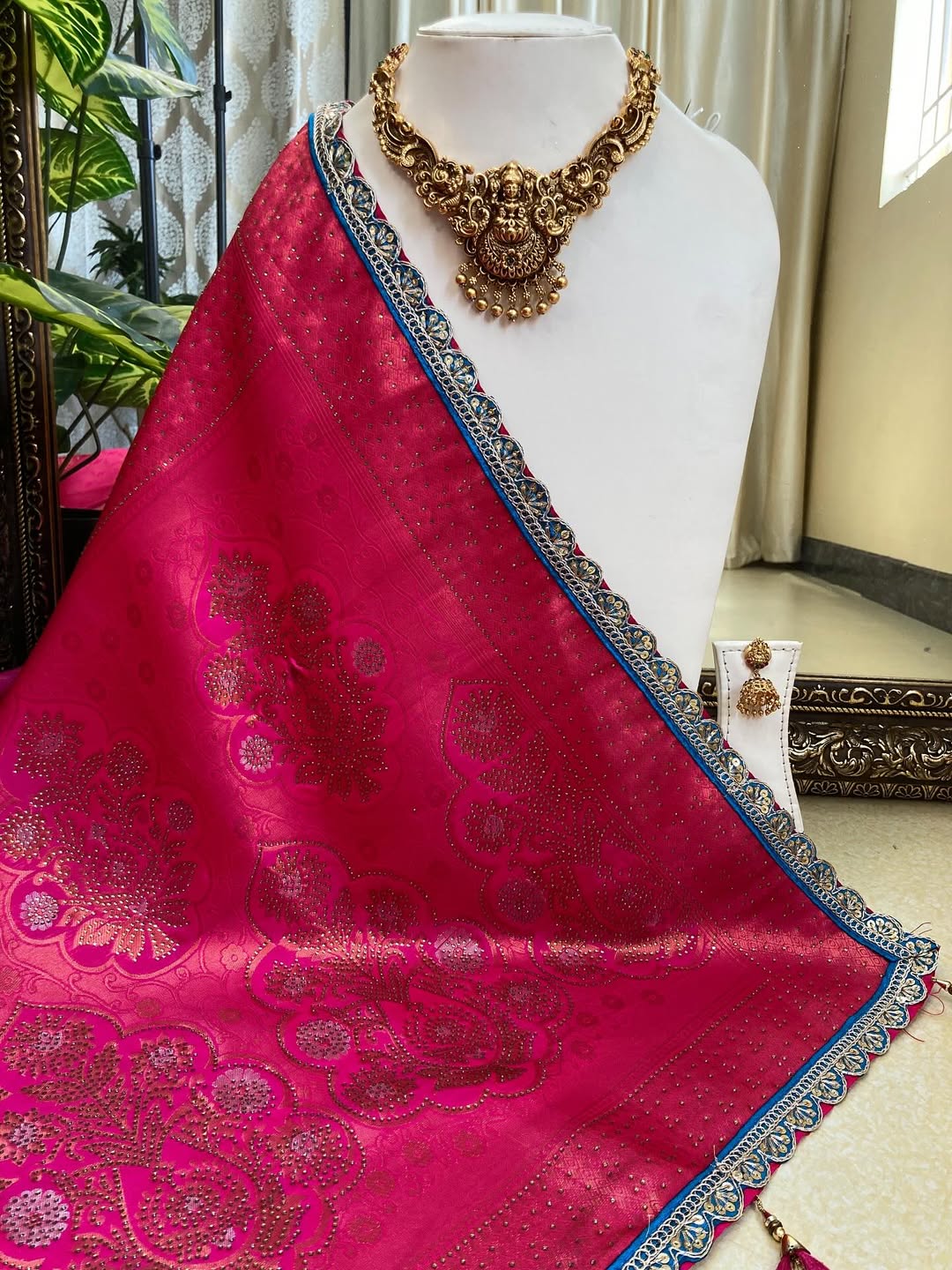 RANI PINK ART SILK SAREE WITH ZARI WEAVE BORDER