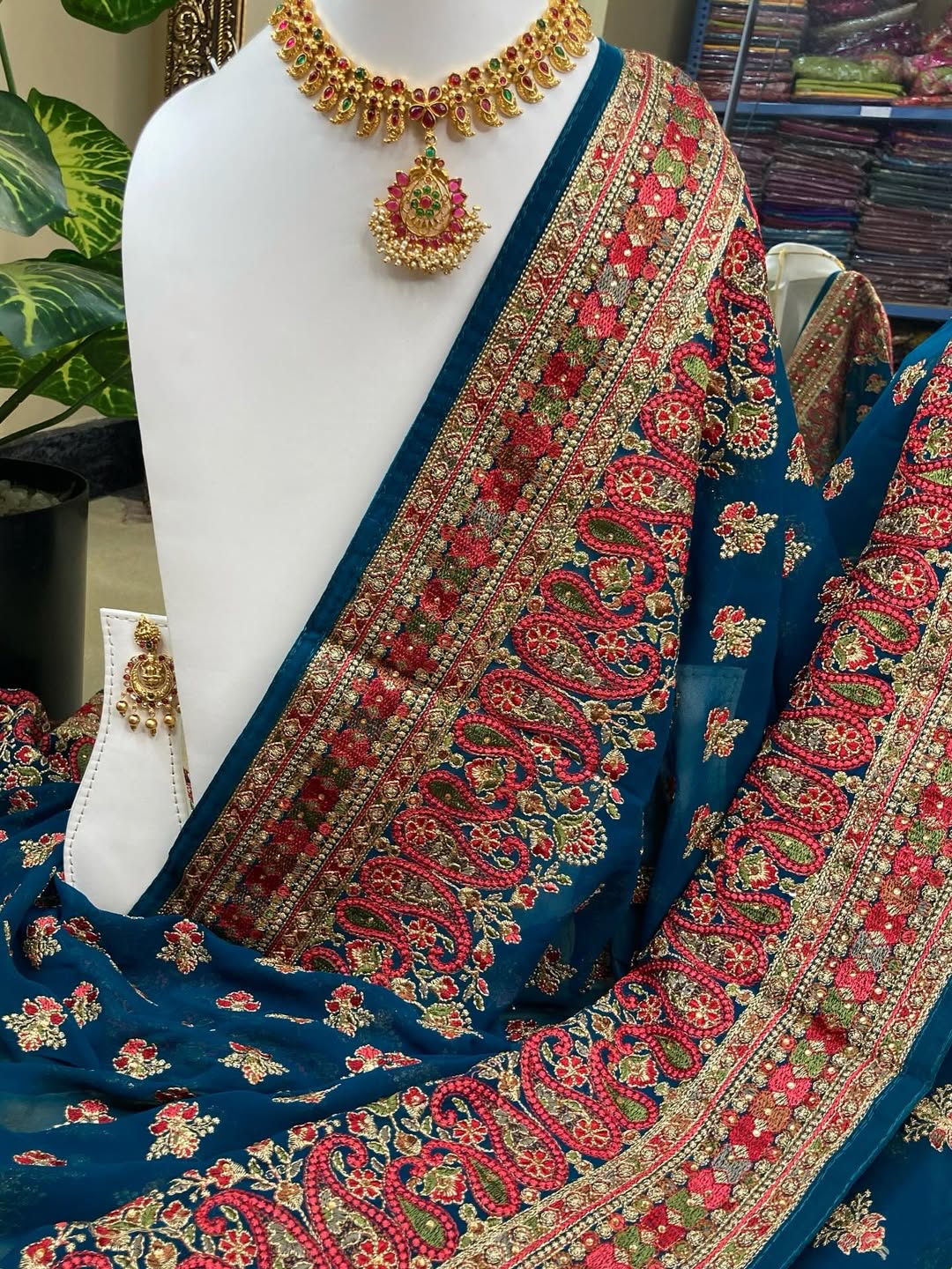 TEAL BLUE GEORGETTE SAREE