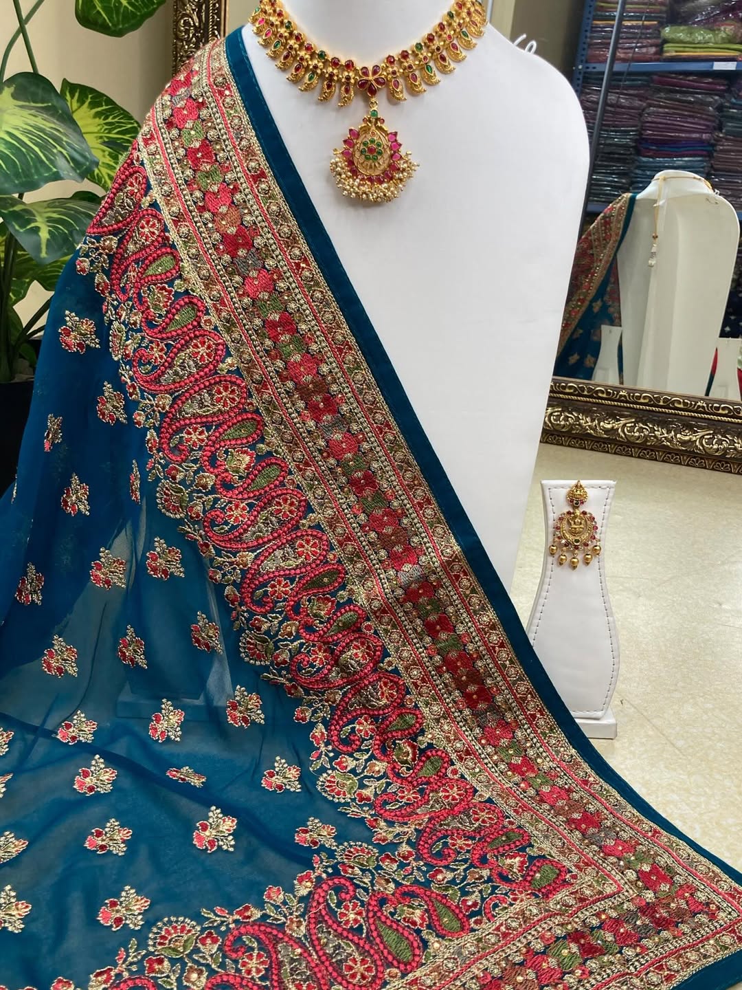 TEAL BLUE GEORGETTE SAREE