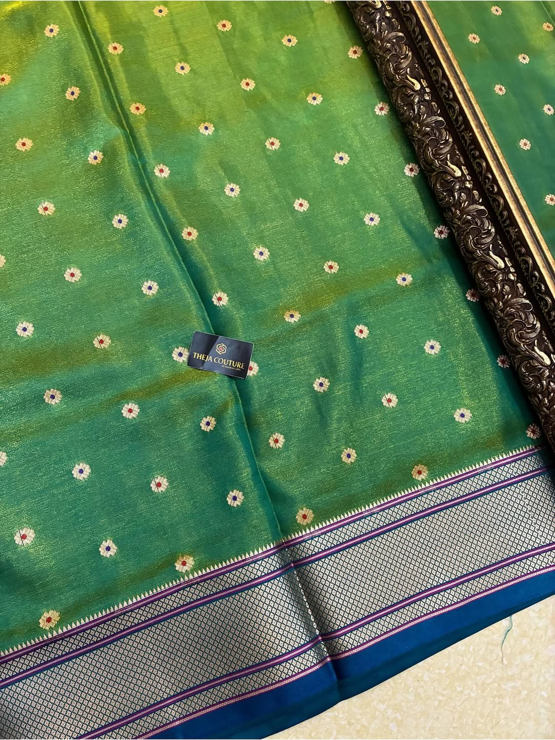 PISTA GREEN DUAL SHADE SATIN SILK SAREE