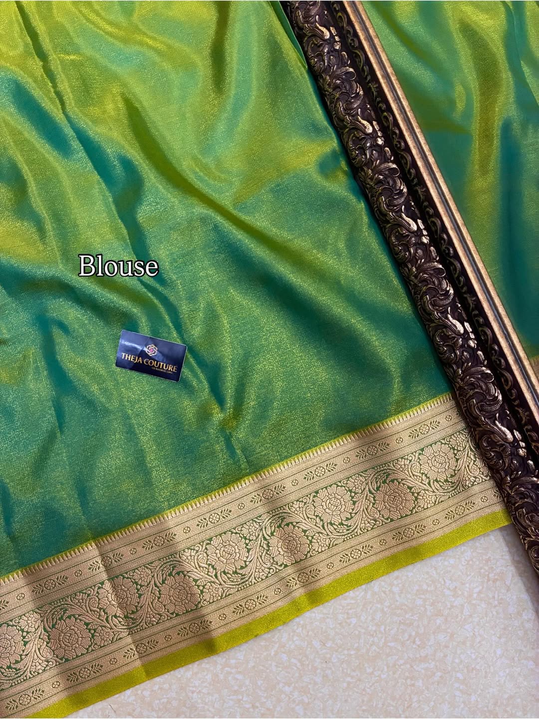 PEAR GREEN SATIN SILK SAREE