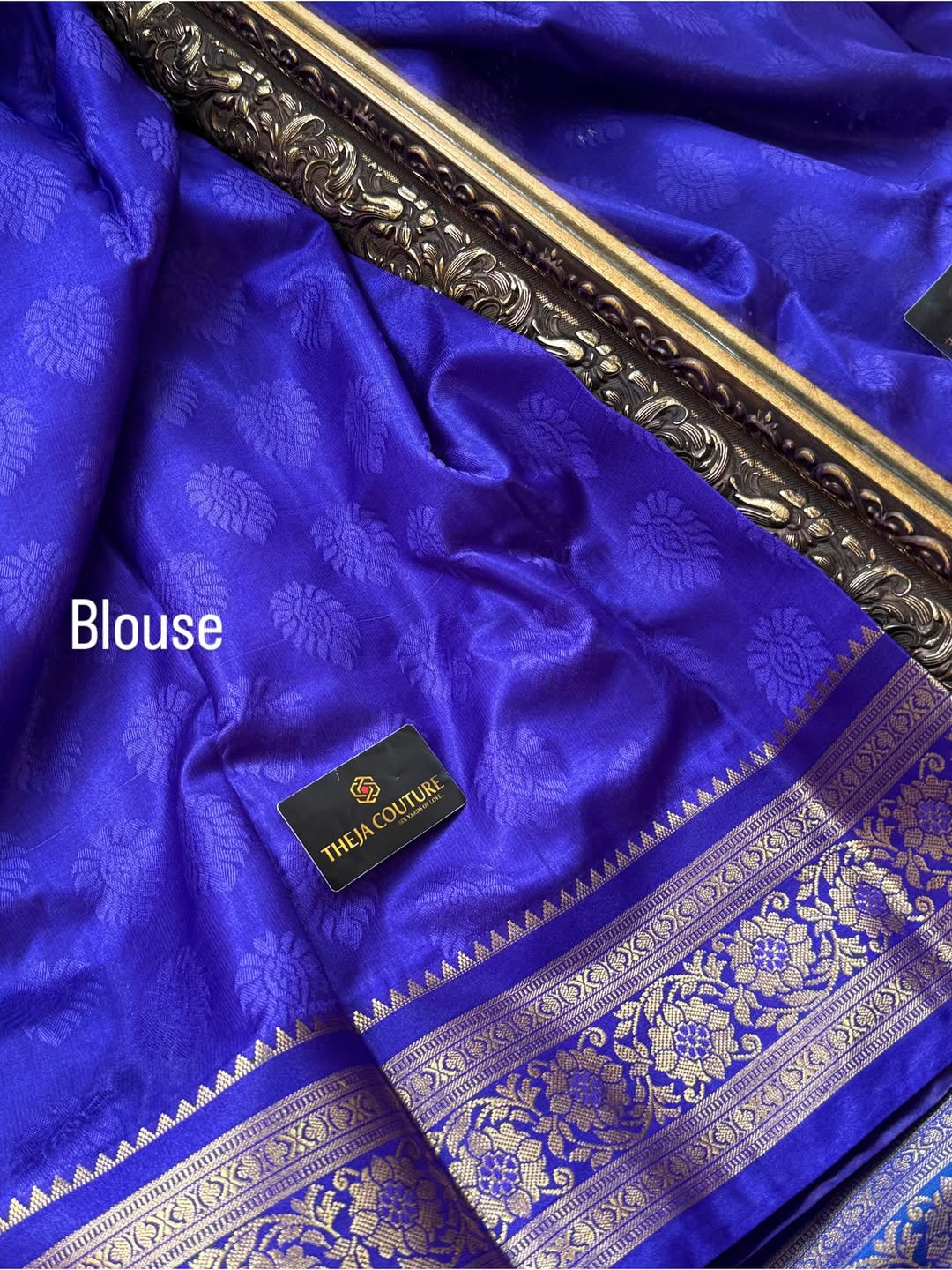 TURQUOISE GREEN ART SILK SAREE WITH BLUE BORDER