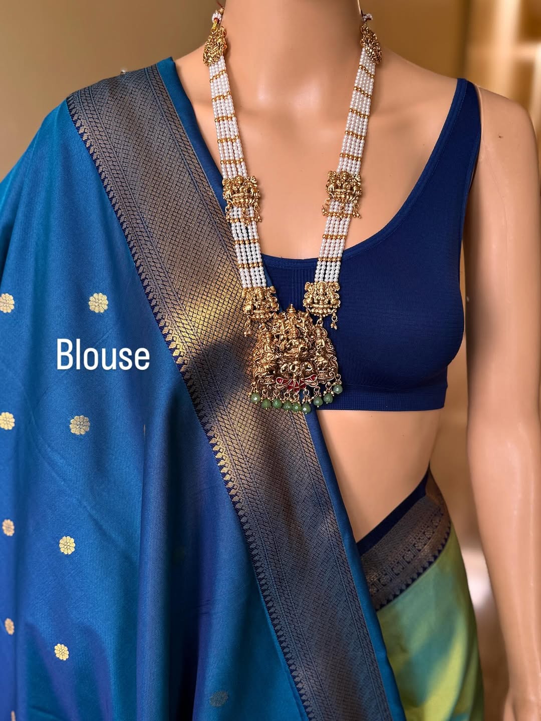 PASTEL GREEN BLUE SOFT ART SILK SAREE WITH NAVY BLUE ZARI WEAVE BORDER