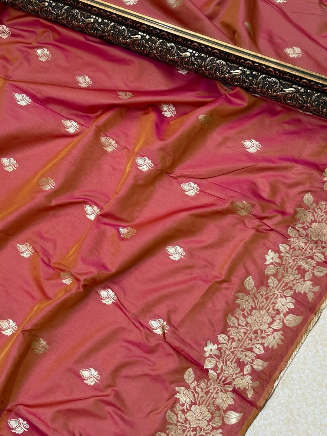 PINK ORANGE DUAL SHADED ART SILK SAREE
