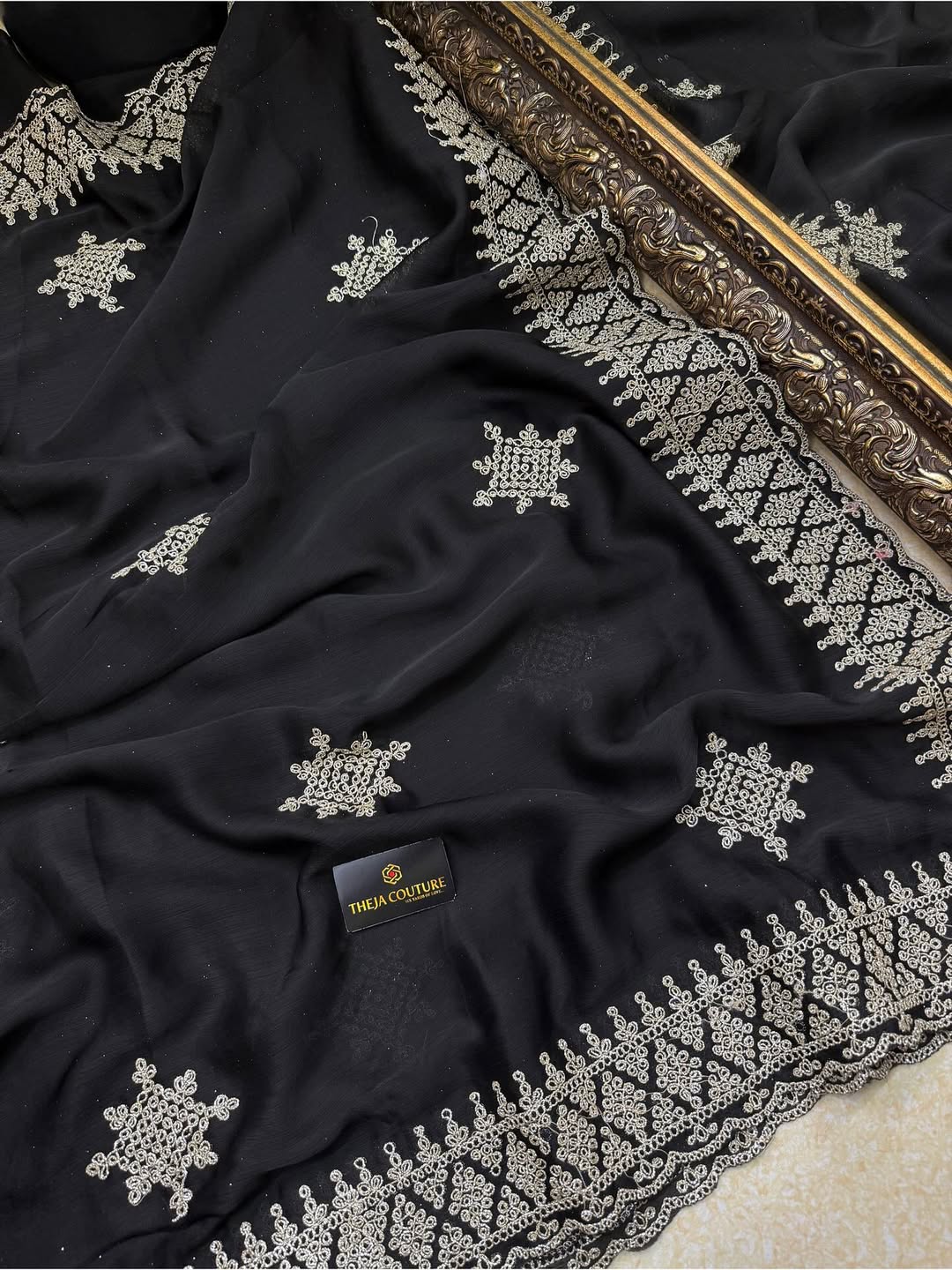 BLACK SOFT GEORGETTE SATIN SAREE