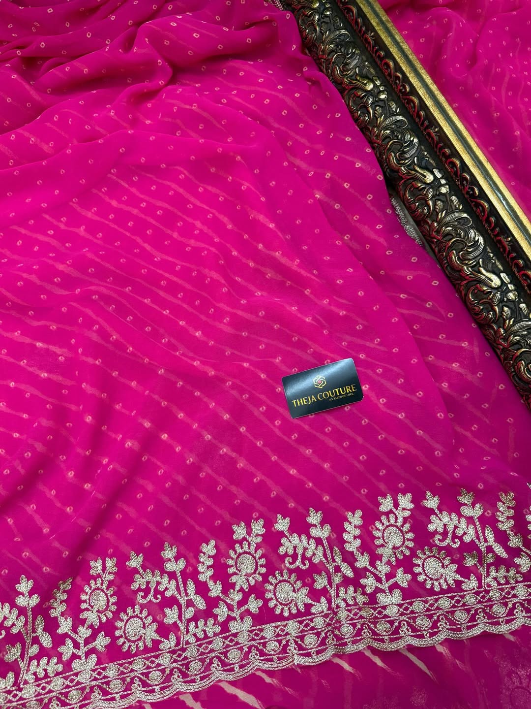 ROSE PINK LEHERIYA SAREE