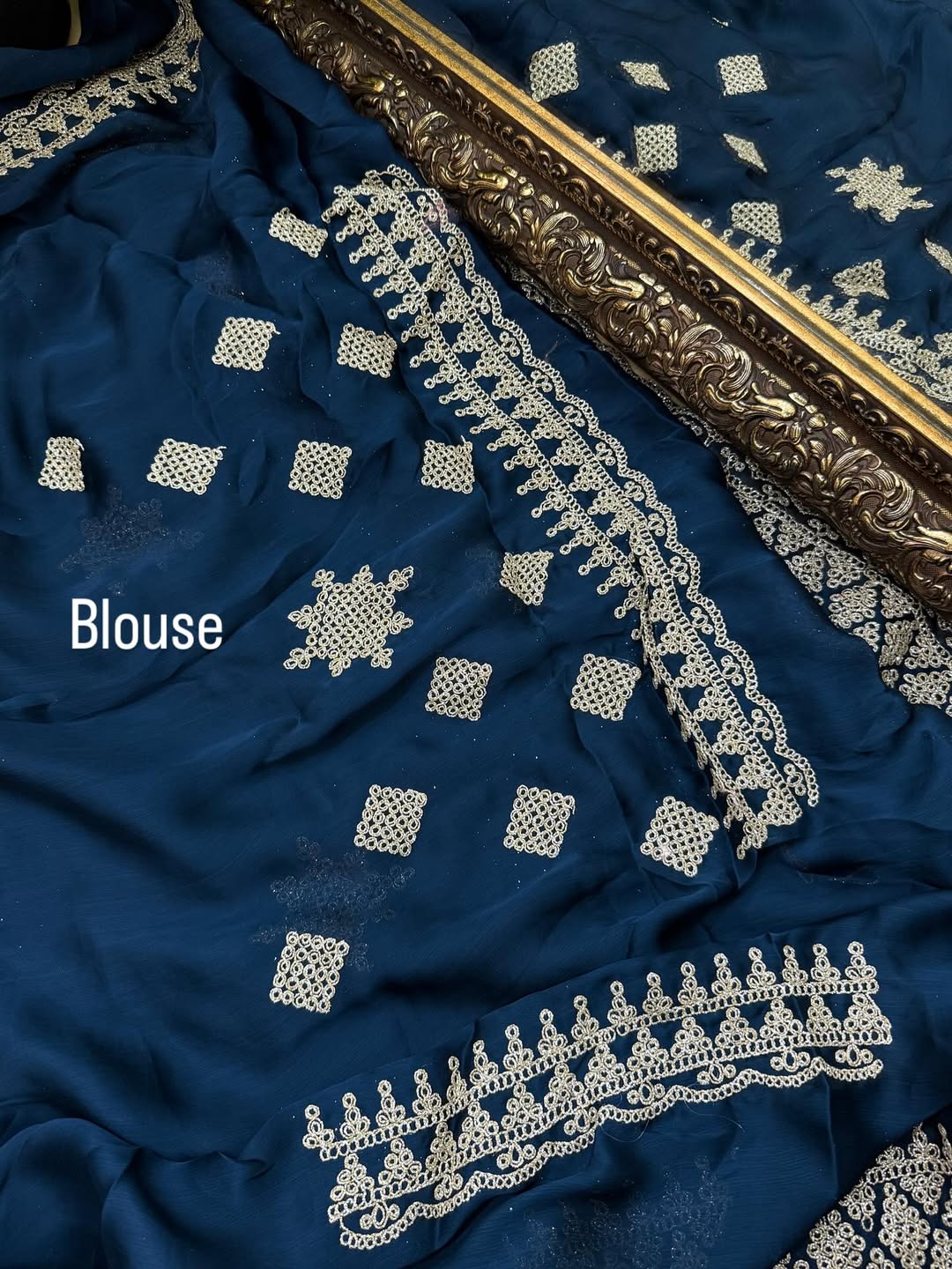 TEAL BLUE SOFT GEORGETTE SATIN SAREE