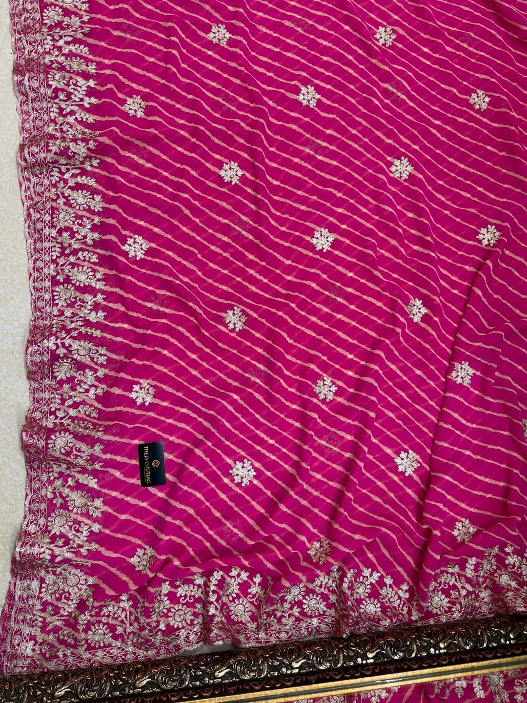 ROSE PINK LEHERIYA SAREE