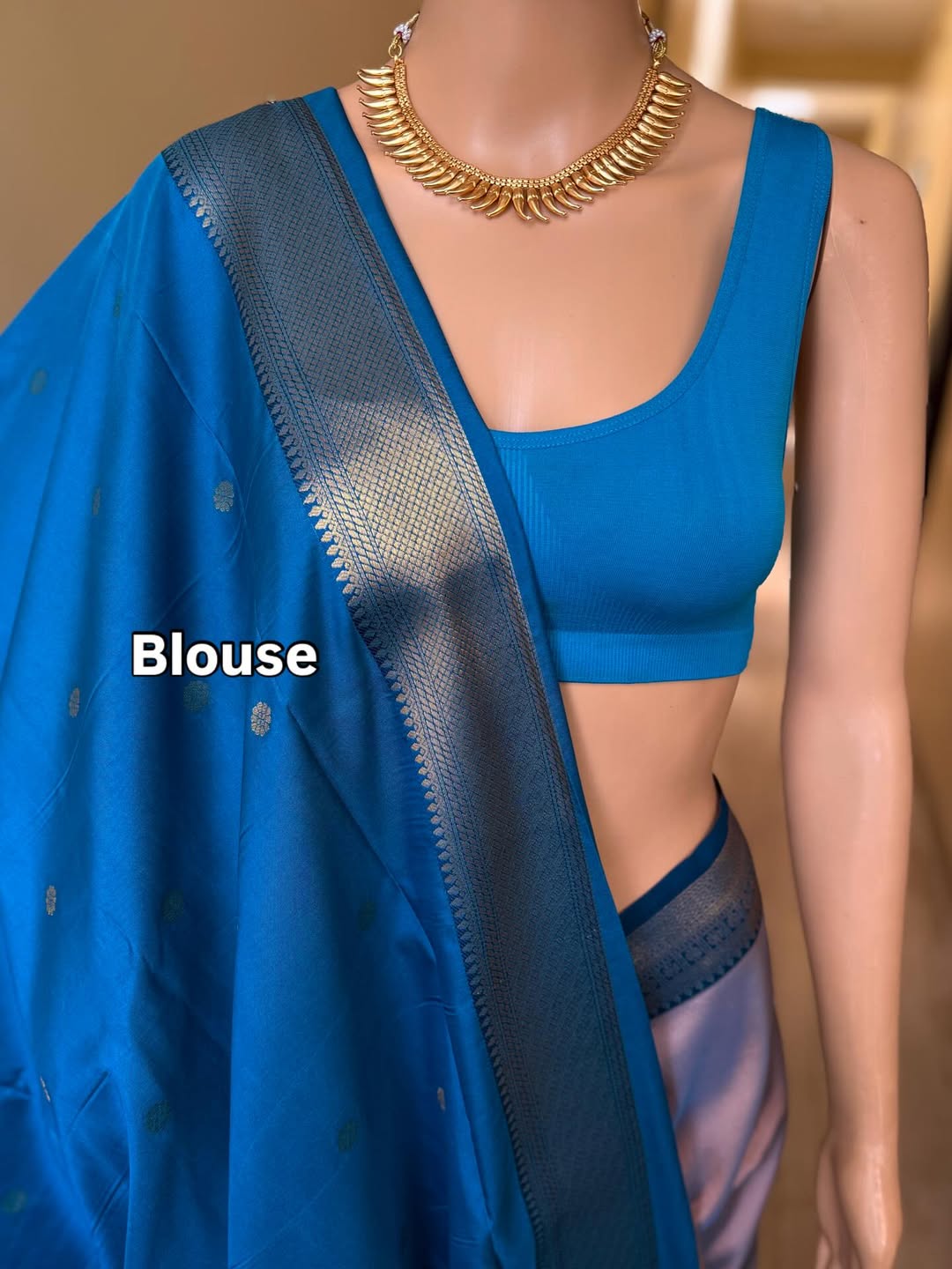 COPPER BLUE SOFT ART SILK SAREE WITH TEAL BLUE ZARI WEAVE BORDER