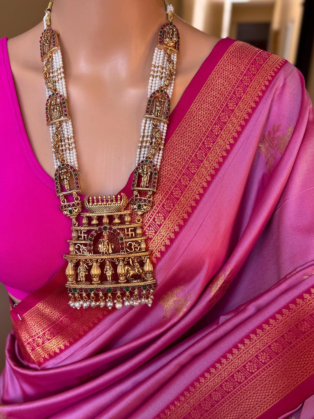 BABY PINK DUAL SHADED ART SILK SAREE WITH RANI PINK GOLDEN ZARI WEAVE BORDER
