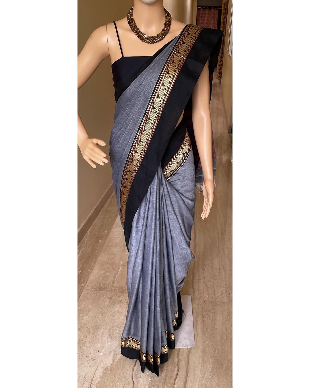 GREY NARAYANPET COTTON SAREE