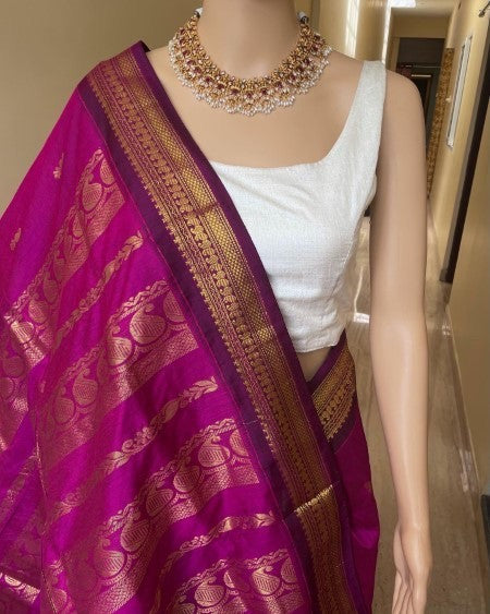 RANI PINK TRADITIONAL COTTON SILK SAREE