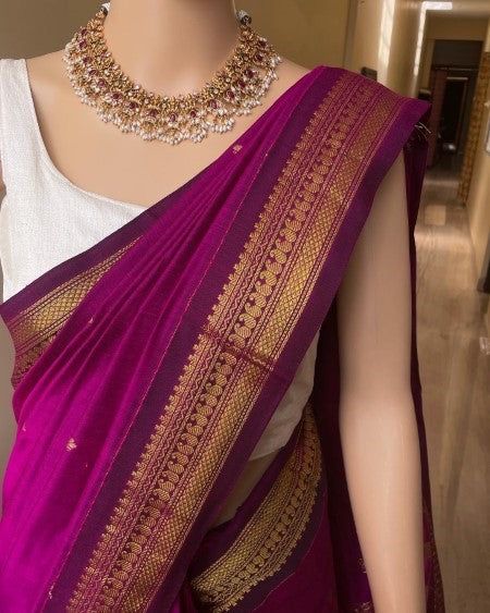 RANI PINK TRADITIONAL COTTON SILK SAREE