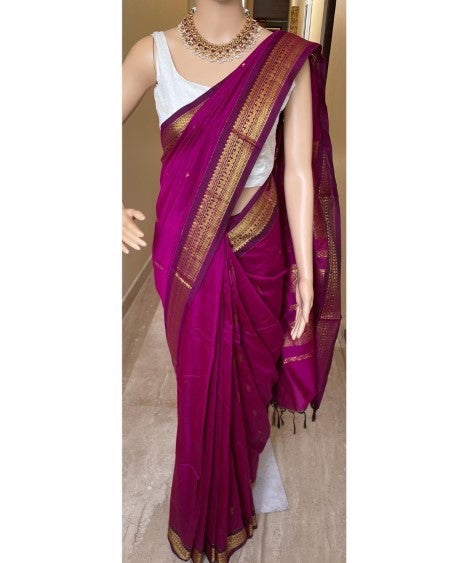 RANI PINK TRADITIONAL COTTON SILK SAREE