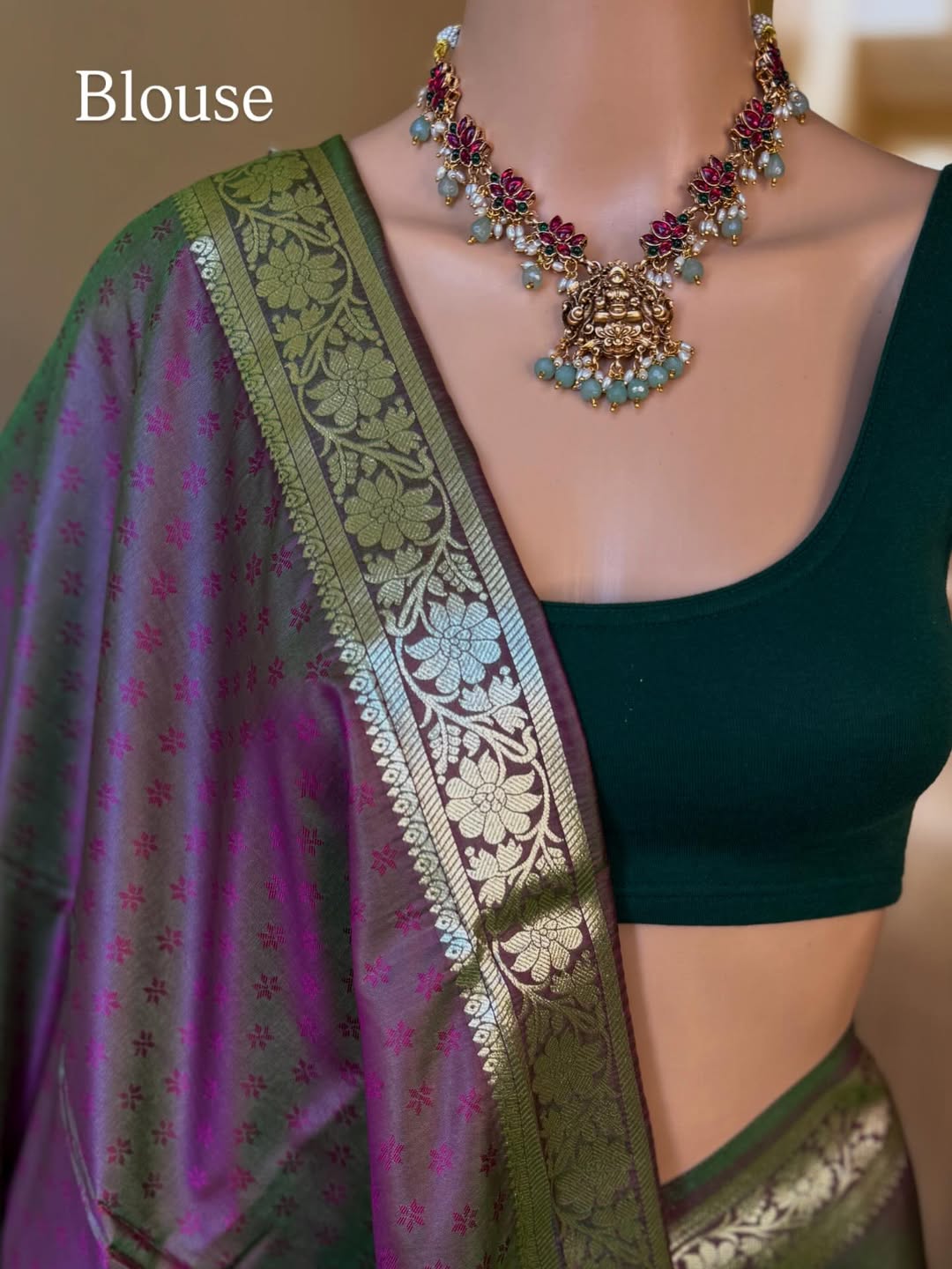 BROWN GREEN SOFT ART SILK SAREE ZARI WEAVE BORDER