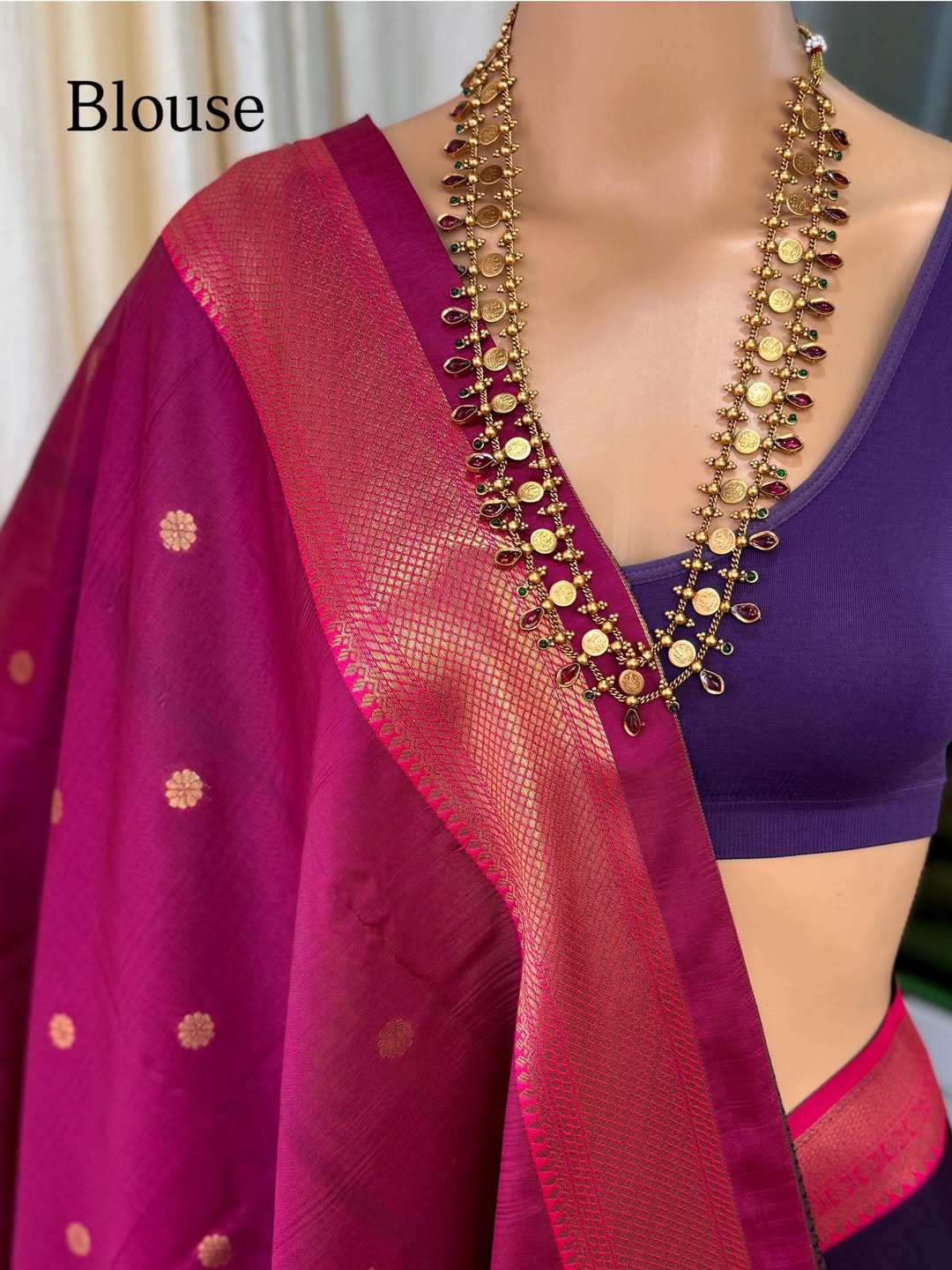 VIOLET DUAL SHADED SOFT ART SILK SAREE WITH RANI PINK ZARI WEAVE BORDER
