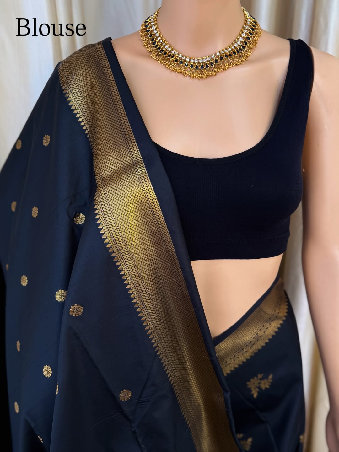 BLACK TRADITIONAL SMALL BORDER ARE SILK SAREE COMES WITH GOLDEN ZARI WEAVE BORDER