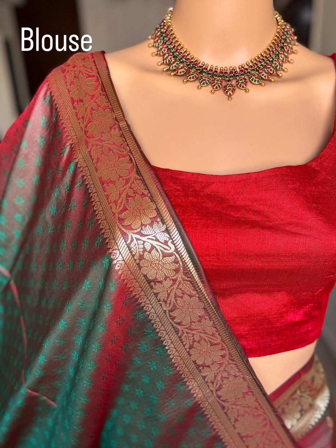 BROWN GREEN DUAL SHADE ART SILK SAREE COMES WITH SMALL BORDER