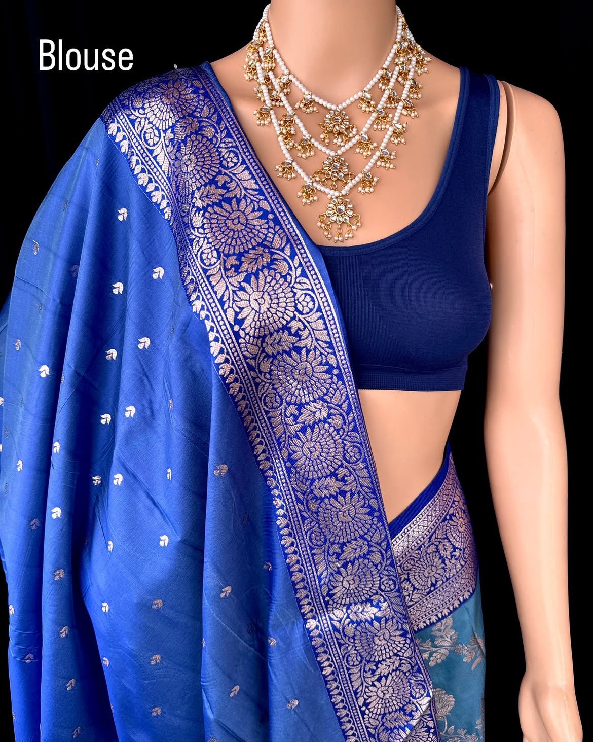 TEAL BLUE SEMI ART SILK SAREE COMES WITH GOLDES SILVER ZARI WEAVE ALL OVER SAREE